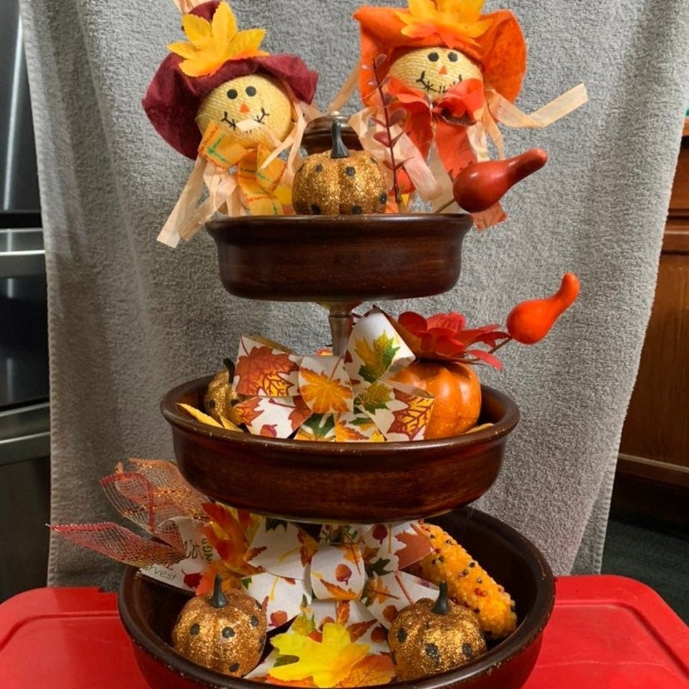 Handmade 3 tiered fall tray